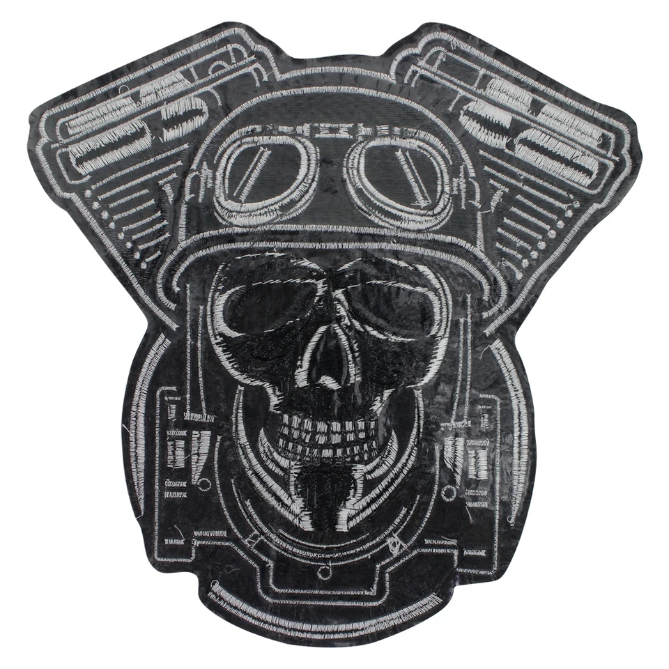 Patch Brodé Tête De Mort Rose – Style Punk Rock – Soluble Dans L'Eau – Idéal Veste Motard, Sac, Jean, Custom Biker 15x19 Cm