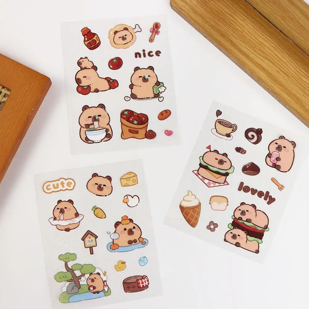 

5pcs Funny Orange Capybara Stickers Capybara Kawaii Swimming Capibara Stickers Creative Fashion Cartoon Kapibara Stickers