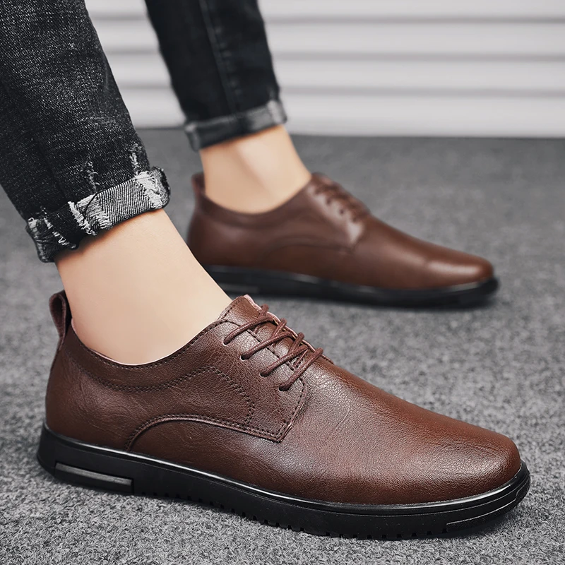 

Genuine Leather Mens Dress Shoes Oxfords Business Lace Up Italian Mens Casual Shoes Brand Moccasins Loafers Daily Casual Shoes