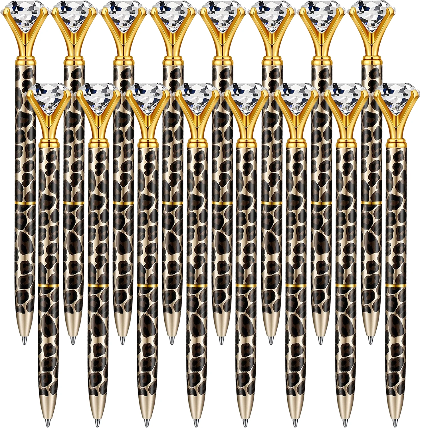 

Crystal Pens Ballpoint Pen Bling Diamond Pen Bride Wedding Pen Metal Pen with Diamond on Top Refillable Cheetah Pen for Office