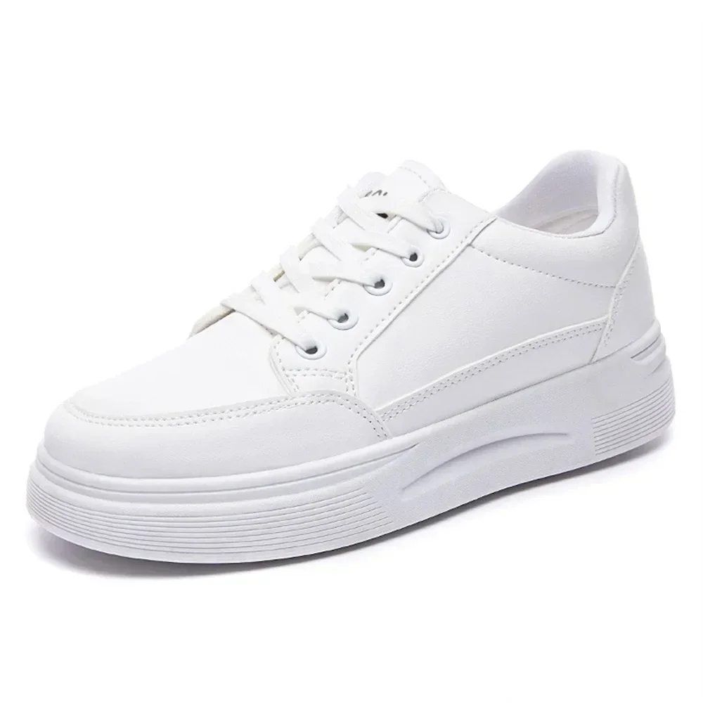 White Shoes Women's Spring New Women's Tennis Shoesstudent Round Toe High Heels Women's Shoes Sports and Casual Shoes 5