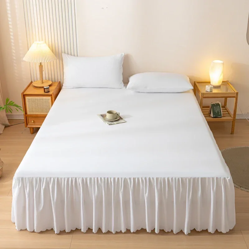 Solid Color Bed Skirt Four Corners With Elastic Band Brushed Queen/King Size постельное бельё набор Skirts Without Pillowcase mattress cover,bedding set,bed skirt