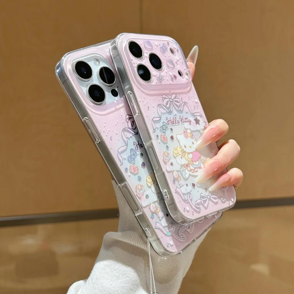 Chic Pink HelloKitty Cat Horse Y2K Phone Case - Shockproof Bumper Cover with Pendant