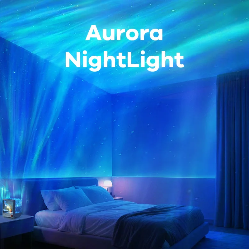 Northern Projector Night Light Bluetooth Ambient Light With White Noise Stepless Dimming Beside Lamp For Bedroom Decor