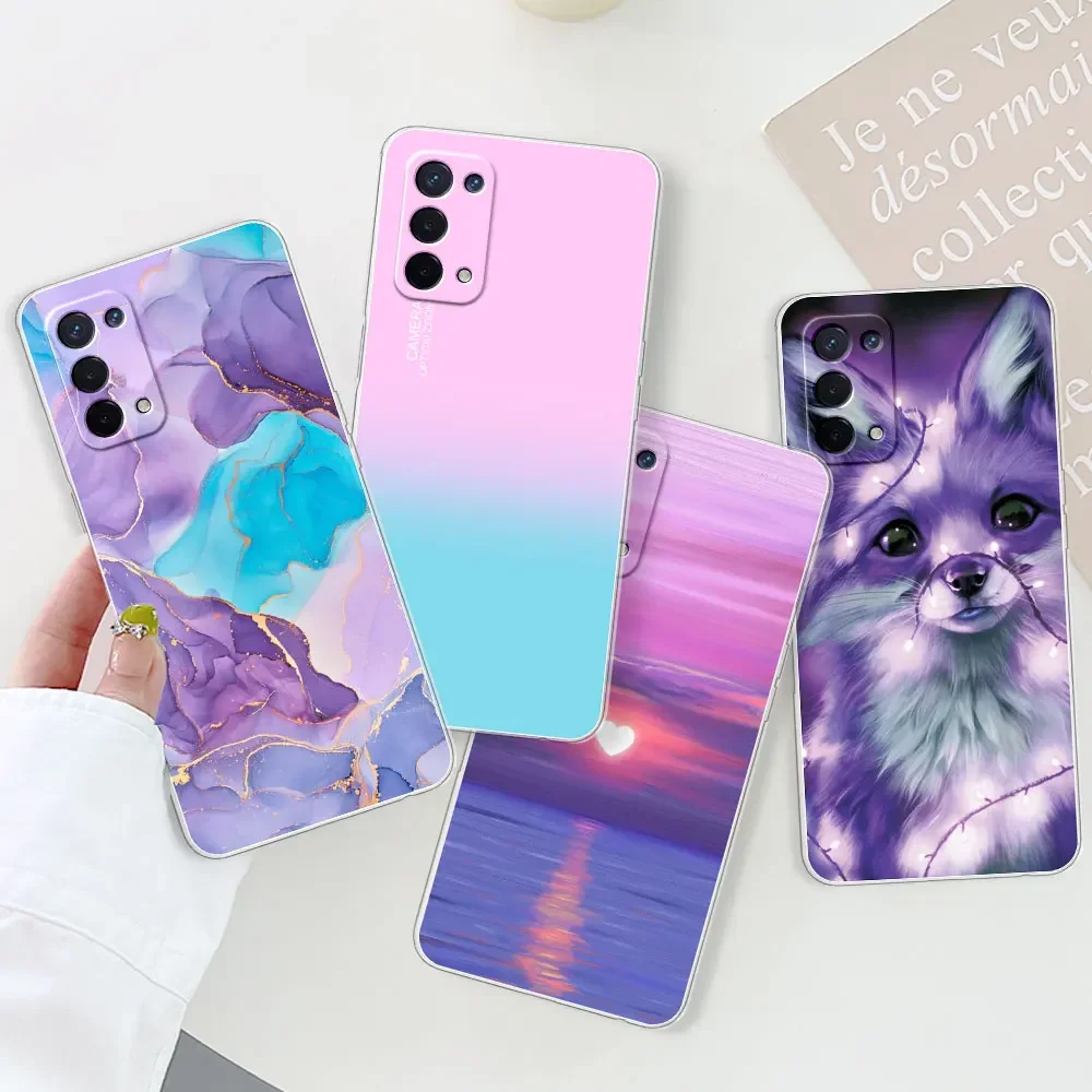LINER Cover per Oppo A74 5G/Oppo A54 5G, Custodia in Liquido Quicksand con Brillantini, Trasparente Silicone Morbido Ultra Sottile TPU Antiurto Case per Oppo A74 5G/Oppo A54 5G, Blu