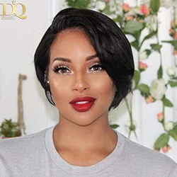 Straight Short Bob Wig Pixie Cut Wig Human Hair Wigs For Women 13x4x1 T Part Transparent Lace Wigs Preplucked Hairline Wig