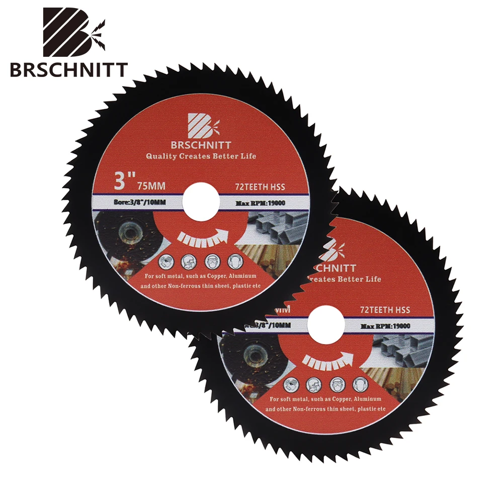 BRSCHNITT 3inchs Dia 75mm Mini Saw Diamond Disc Cutting Disc Wood HSS Concrete Tile Saw Blade 2pcs For Cutting Soft Metal Tile