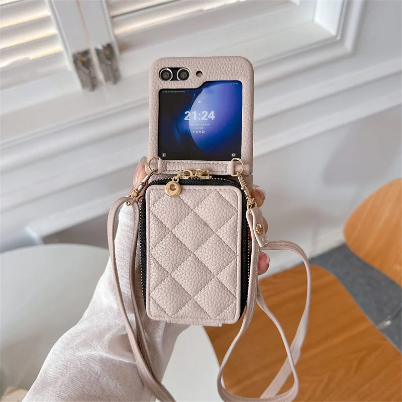 Luxury Crossbody Leather Phone Case with Zipper Wallet and Card Holder
