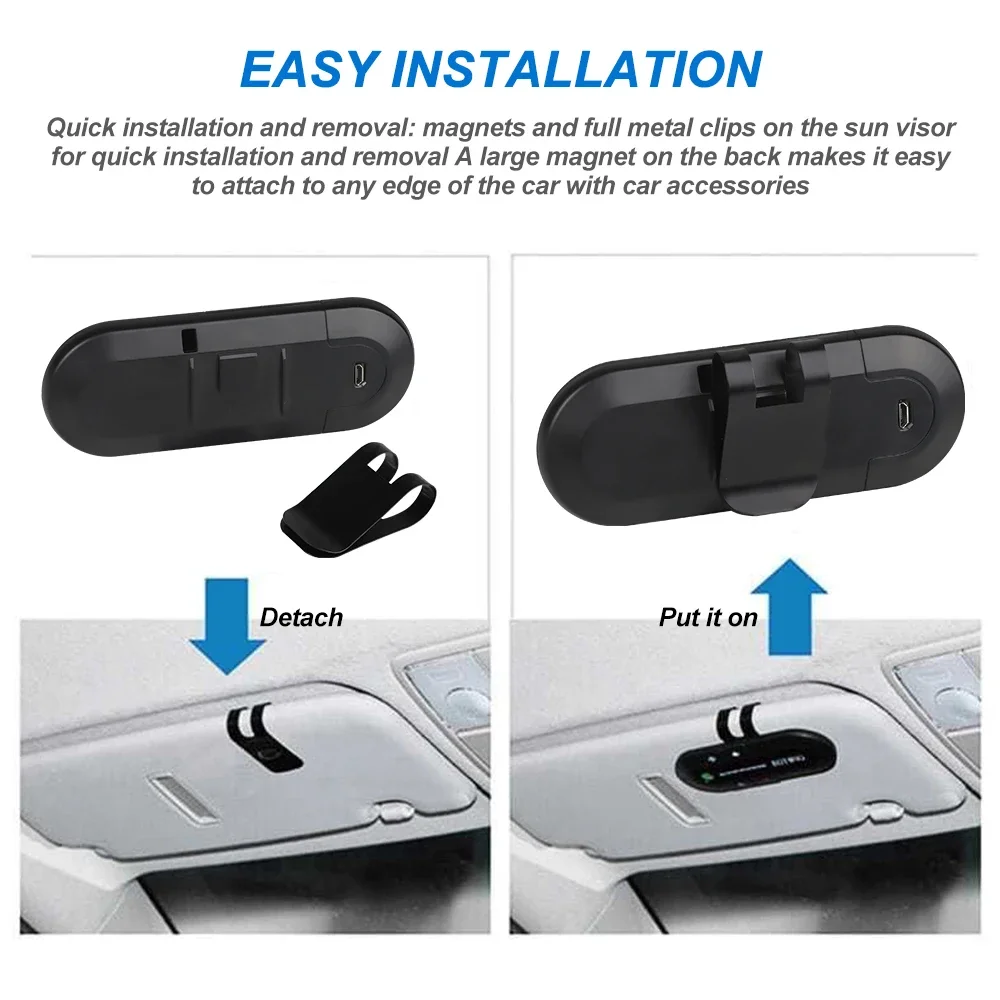 Bluetooth Car Speakerphone with Handsfree Calling – Wireless Audio Receiver and Speaker
