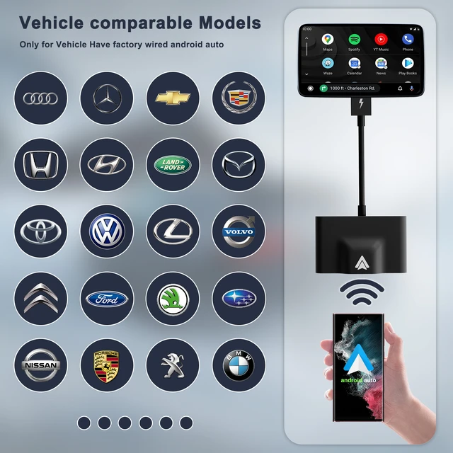 Adaptador de CarPlay inalámbrico para IOS y Android, adaptador de cable a  inalámbrico, Dongle automático, BT5.0, WiFi 2,4G y 5G con USB C,  convertidor OTG - AliExpress