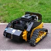 Customized super long driving range cut dry grass rc lawn mower with Gasoline generator 19inch remote flail mower for Farm Dam 5