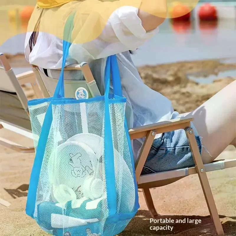야외 휴대용 메쉬 가방 핸드백 어린이 장난감 보관 가방 수영 수건 용 대형 가방 여성 화장품 메이크업 주최자
