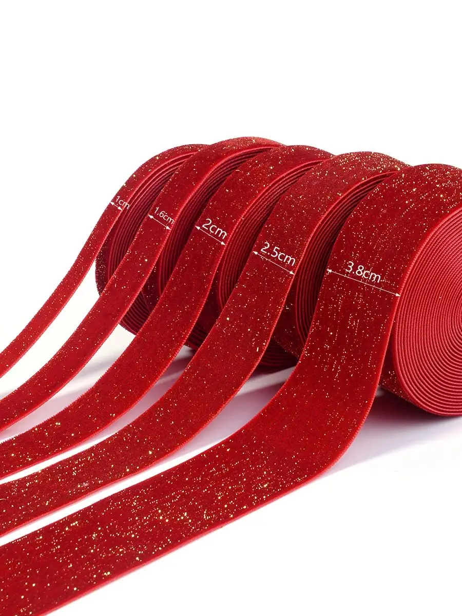 5 יארדים סרטי קטיפה אדומים שחורים במגוון גדלים סרטי זהב מבריקים לאריזת קופסאות מתנה ביתיות לחתונה ולמסיבות
