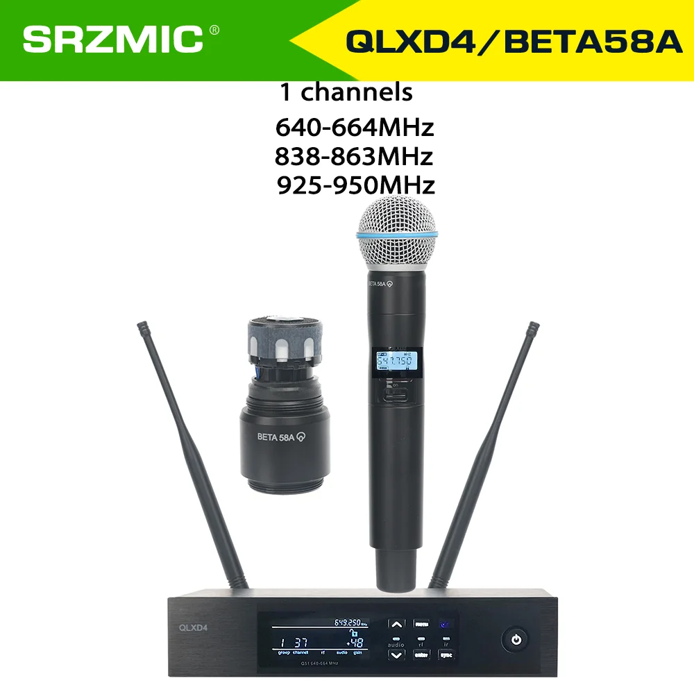 QLXD24 UHF True Diversity QLXD4/BETA58 Qlxd4 Beta58 Wireless Microphone