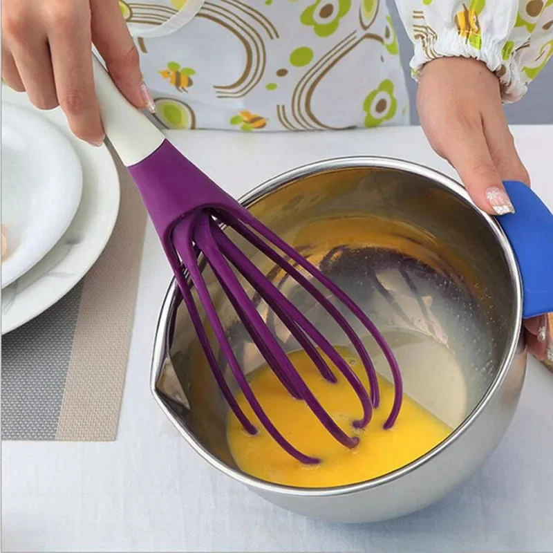 Description Picture 2 of itemMini Plastic Kitchen Egg Whisk, Multifunctional Rotary Manual Egg Beater Mixer, Egg Agitator, Silicone Eco - Friendly