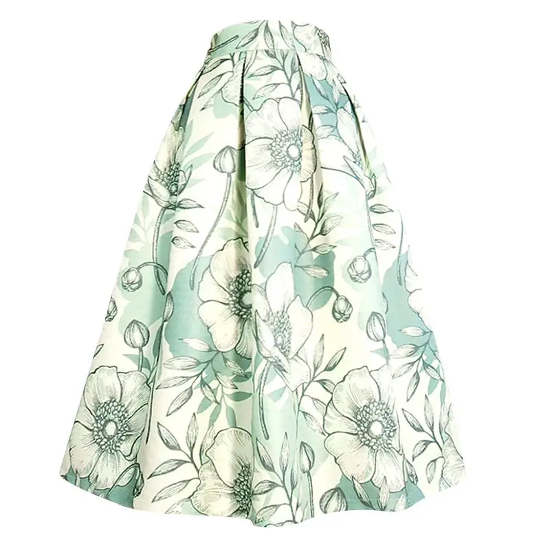 2023 New Spring and Autumn Fashion High Waist Printed Pocket Mid Length Style Casual Women's A-line Skirt Slim Half Length Skirt