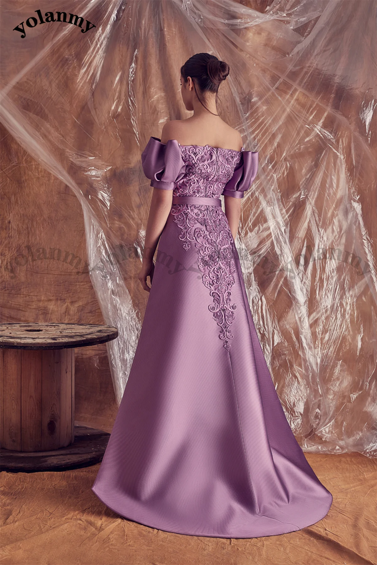 فستان YOLANMY أنيق مزين بفستان أم العروس مكشوف الك...