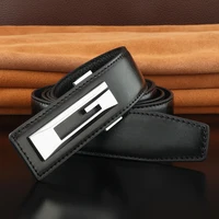 High quality G letter belts men slide buckle designer luxury famous brand cowhide young boys fancy jeans Waistband green