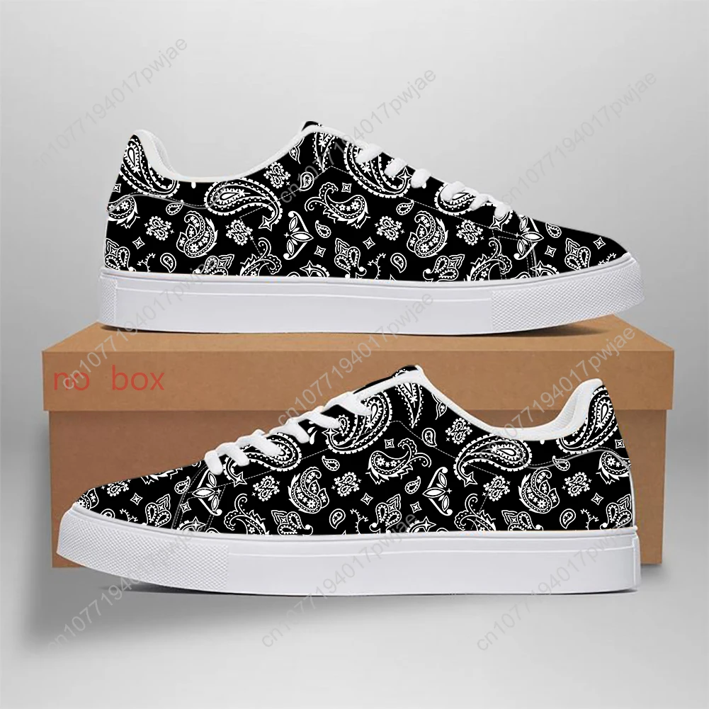 New Men High Quality Leisure Ankle Shoes Paisley Pattern Flat Bottom Leather Sneakers Couple Casual Outdoor