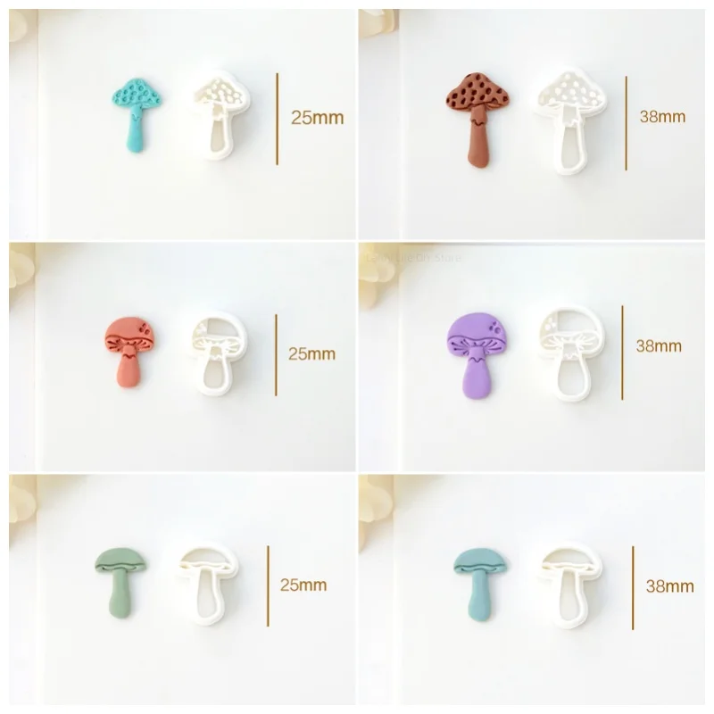 Mushroom Shape Polymer Clay Cutter 25/38mm Exquisite Mushroom Mold DIY Earring Pendant Printing Decoration Pottery Tools