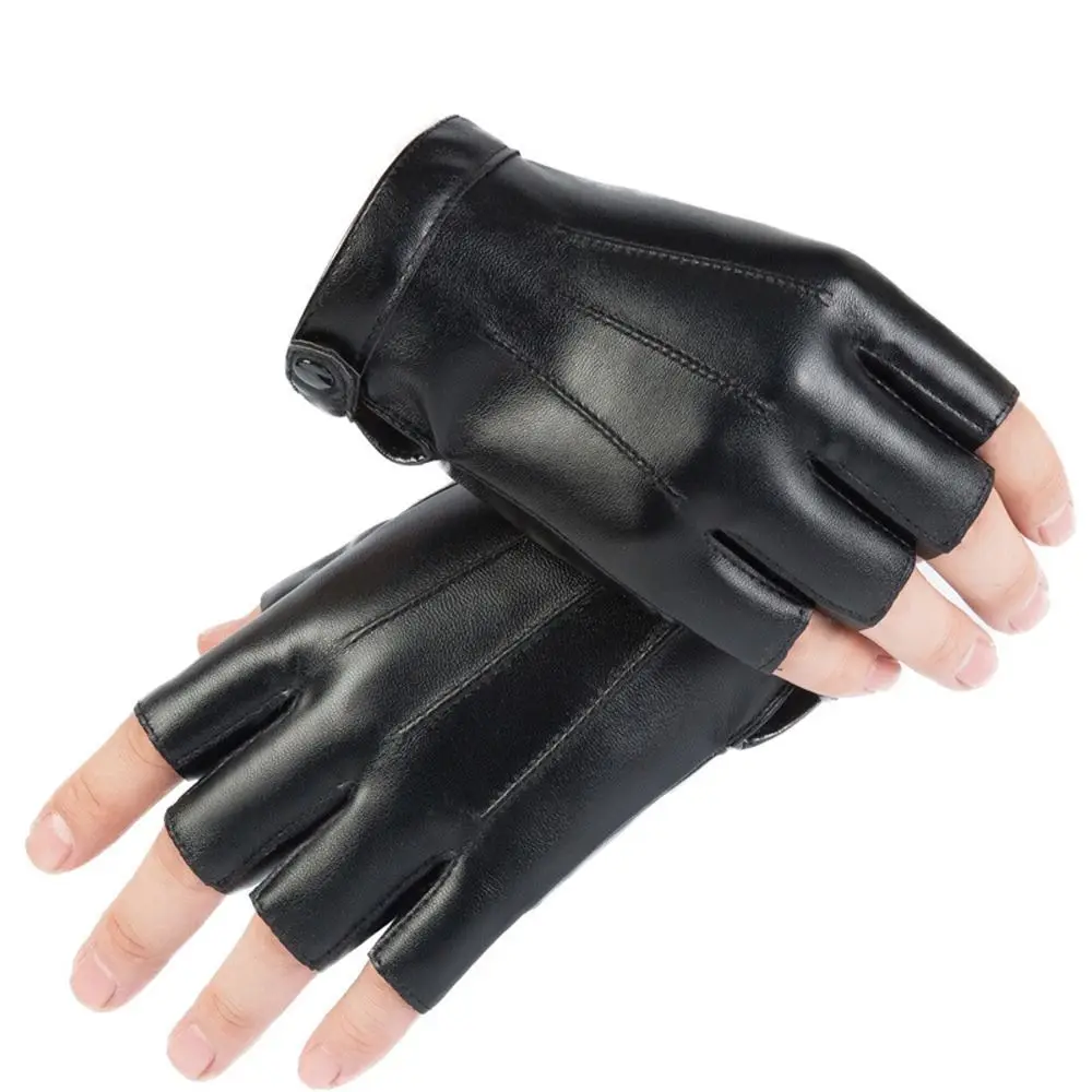 

Motorcycle Half Finger PU Leather Gloves Riding Fitness Fingerless Mittens Punk Short Cycling Gloves Men Women