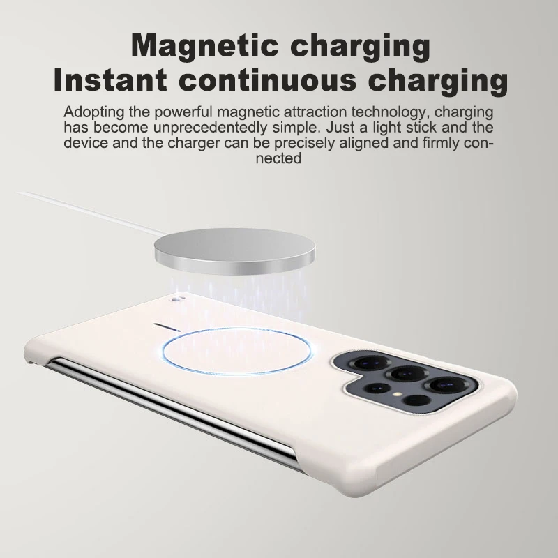 Ultra Slim Frameless Magnetic Shockproof Case with Wireless Charging Compatibility