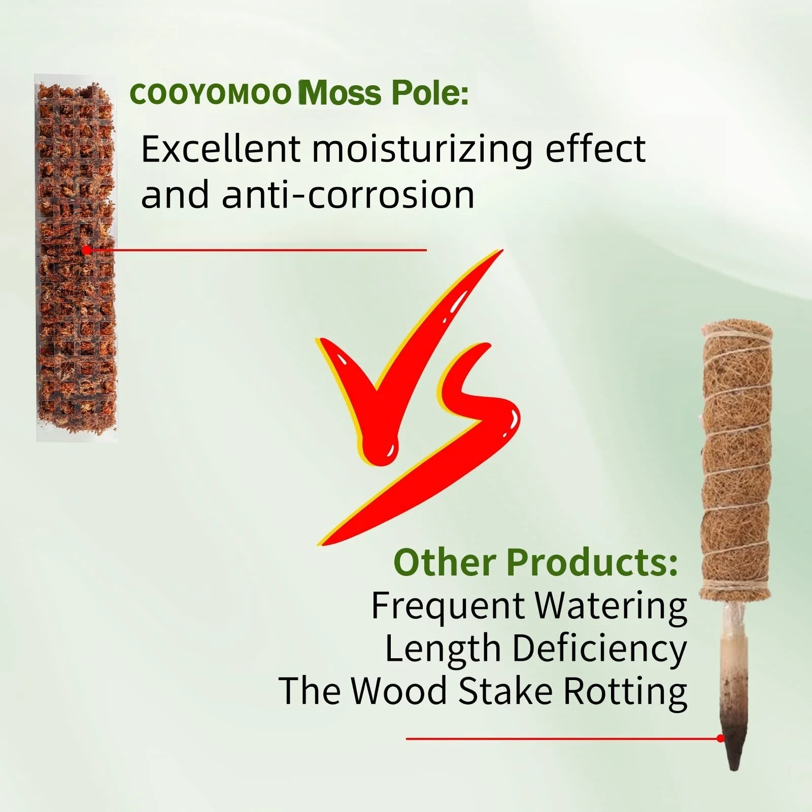 Plastic Moss Plant Support Pole 24in/36in/48in for Monstera Climbing Plants Indoor Garden