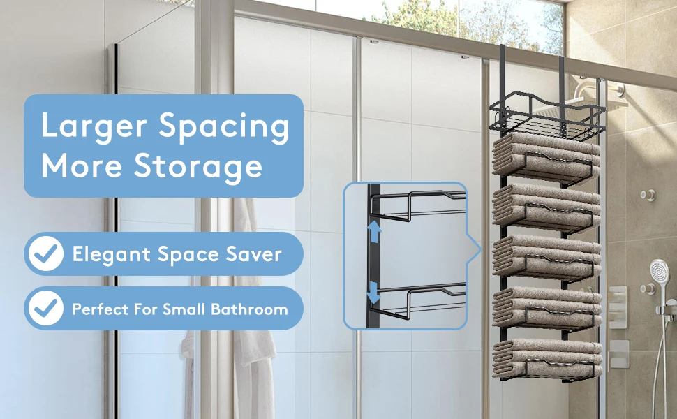 large towel organizer behind the door