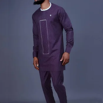 Alternative view of Musa Striped Long Sleeve Dashiki Shirt and Pant