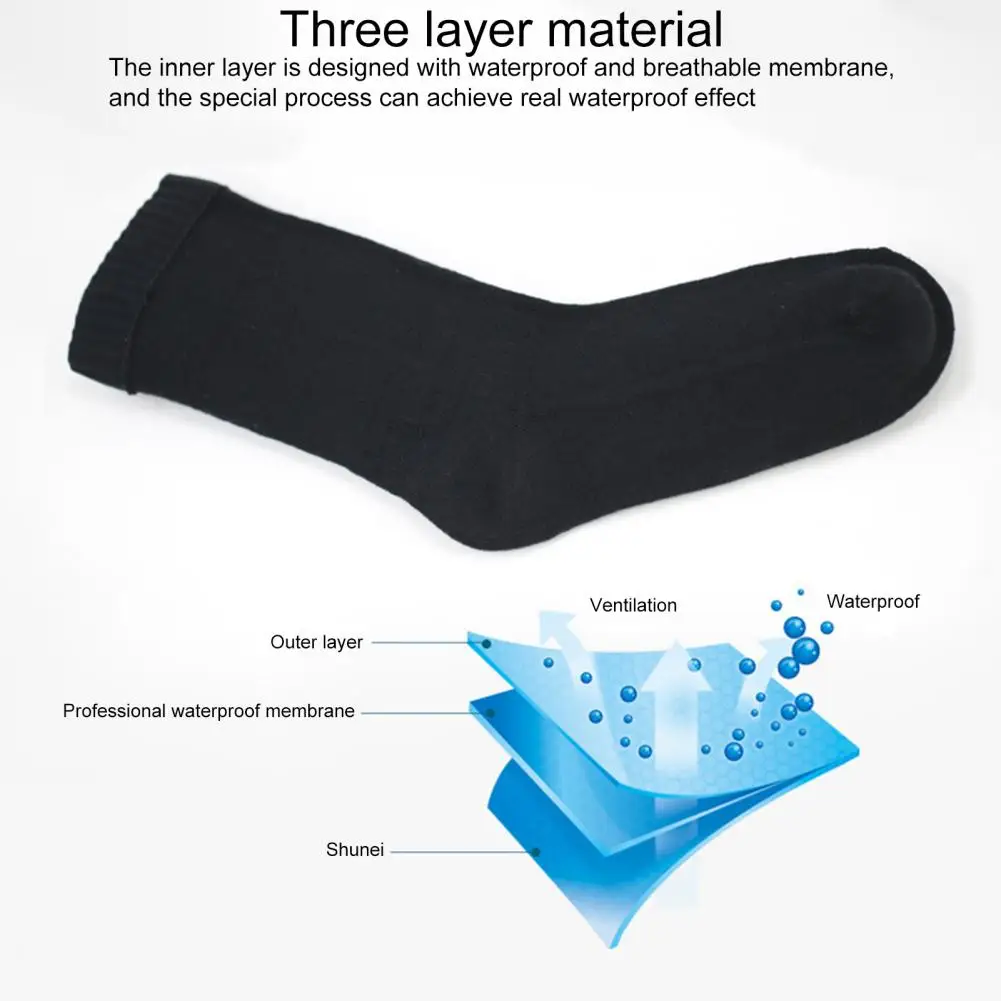 1 Pair Waterproof Socks Breathable Winter Skiing Sock Mid-Tube Hiking Socks Foot Protection Winter Wading Riding Skiing