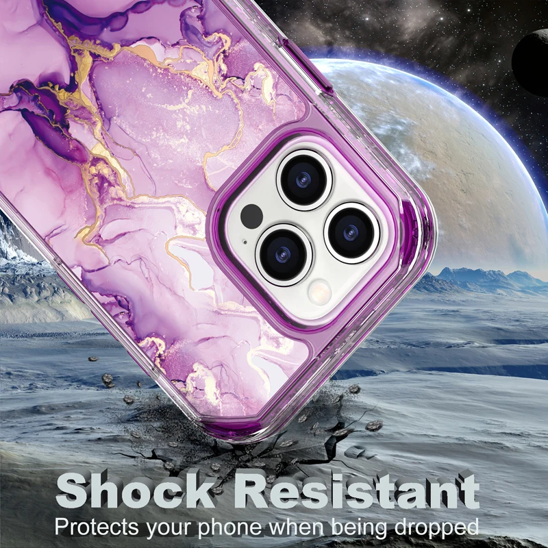 Electroplated 3-in-1 IMD Striped Hard Silicone Case
