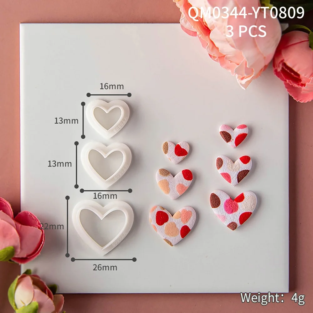 Valentinstag Serie Herzförmige Polymer Clay Weiche Keramik Formen Cartoon Liebe Ohrringe Schmuck Anhänger Herstellung Schneiden Werkzeuge – Detail 7