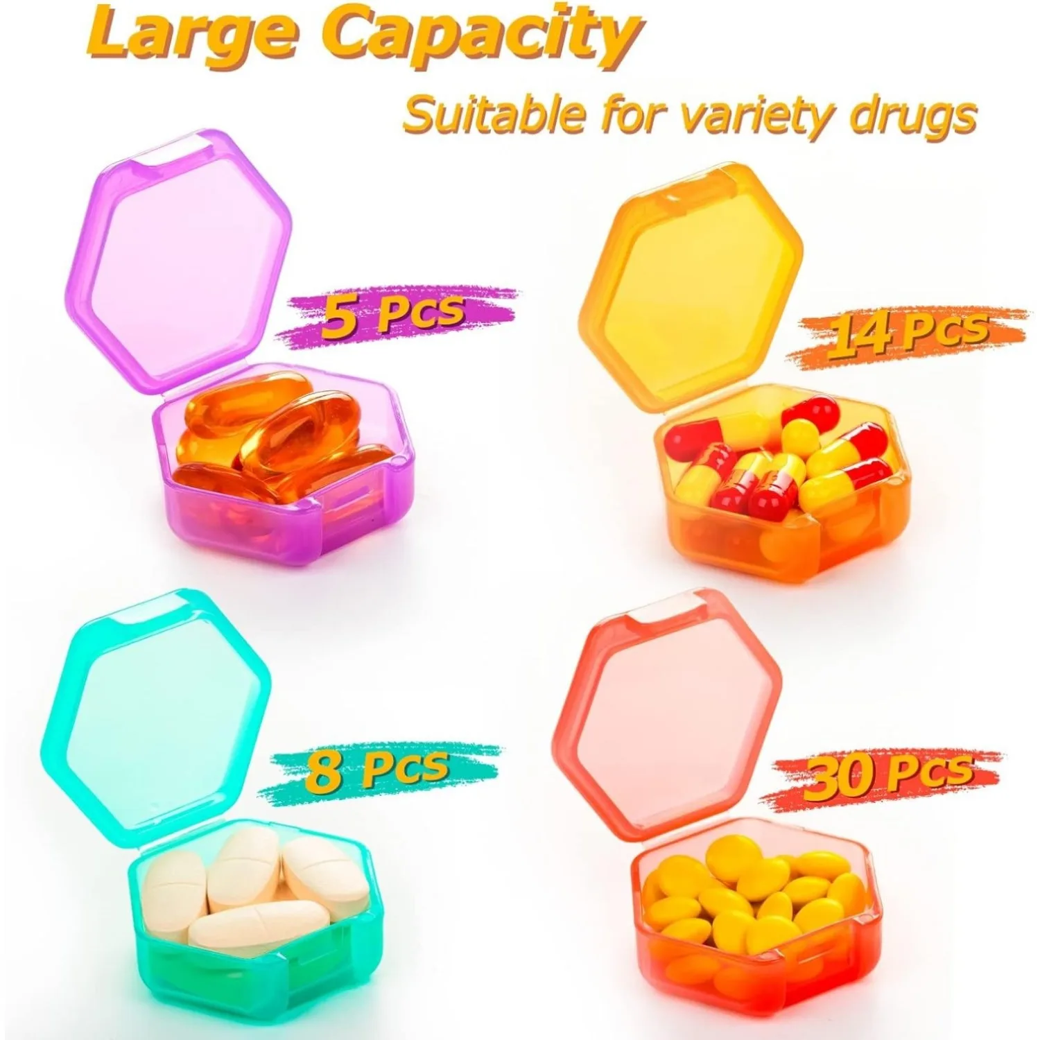 Large Pill Organizer With 32 Compartments 31 Day Pill Organizer with Labels Month Pill Holder for Vitamin Fish Oil Supplements