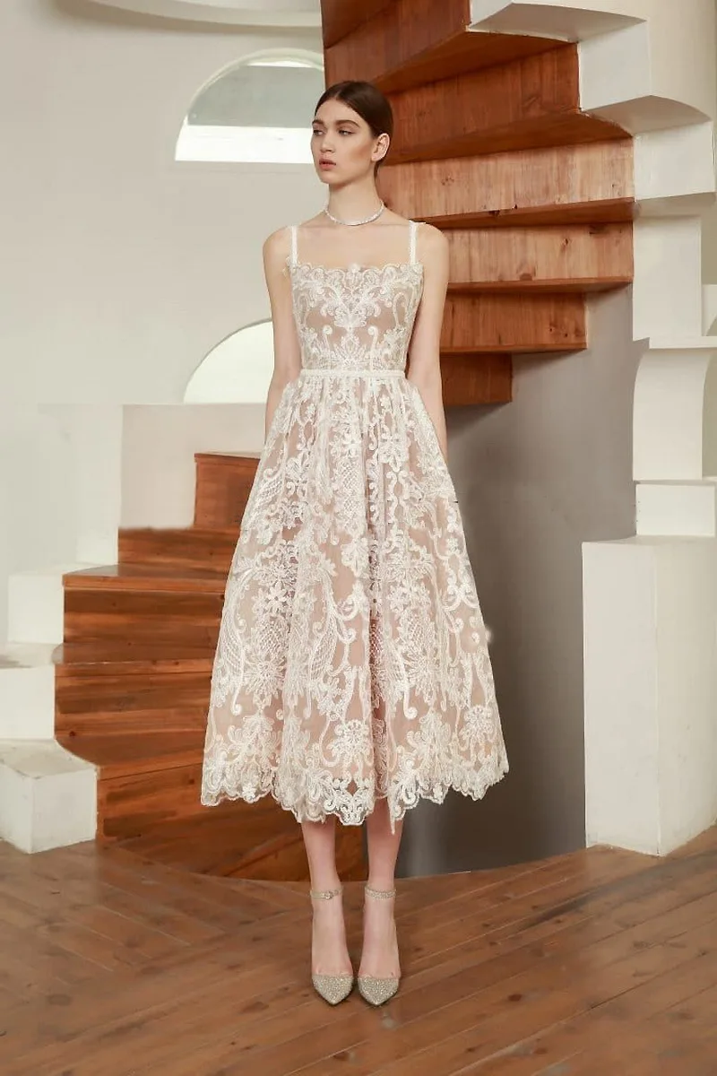 Square Neck Lace Embroidery Elegant Long Dress Fairycore Waist Sleeveless Camisole Dresses Women 2025 Spring Summer 23A8639