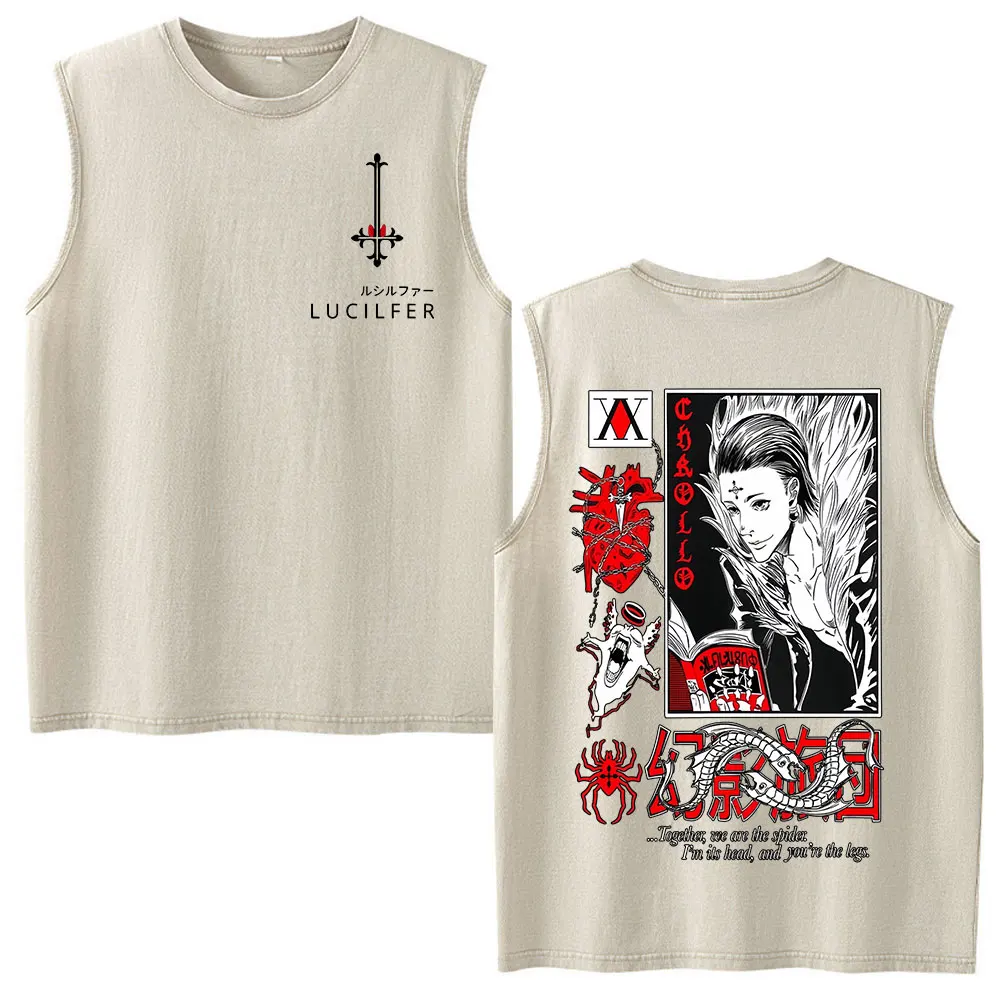 Vintage Washed Kurapika Graphic Sleeveless Tank Top