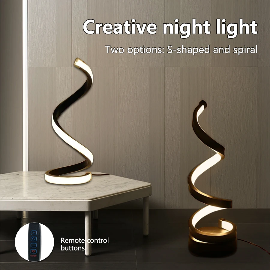Description Picture 2 of itemModern minimalist spiral desk lamp Three Speed Dimming USB Power Button Switch Bedroom For Bars Cafes Decorative Ambient light