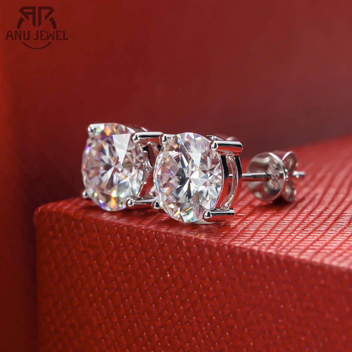 Orecchini A Bottone Solitario In Moissanite TW Da 400 Ct Oro - Foto 9