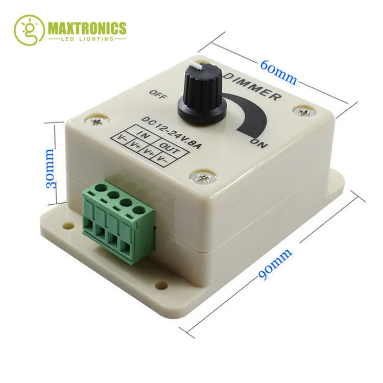 LED Dimmer 8A Adjustable Brightness Controller Switch Lamp Bulb Strip Driver DC 12V 24V Single Color Light Power Supply 1pcs,led dimmer switch,led strip controller,smart dimmer switch,led dimmer controller,lamp dimmer