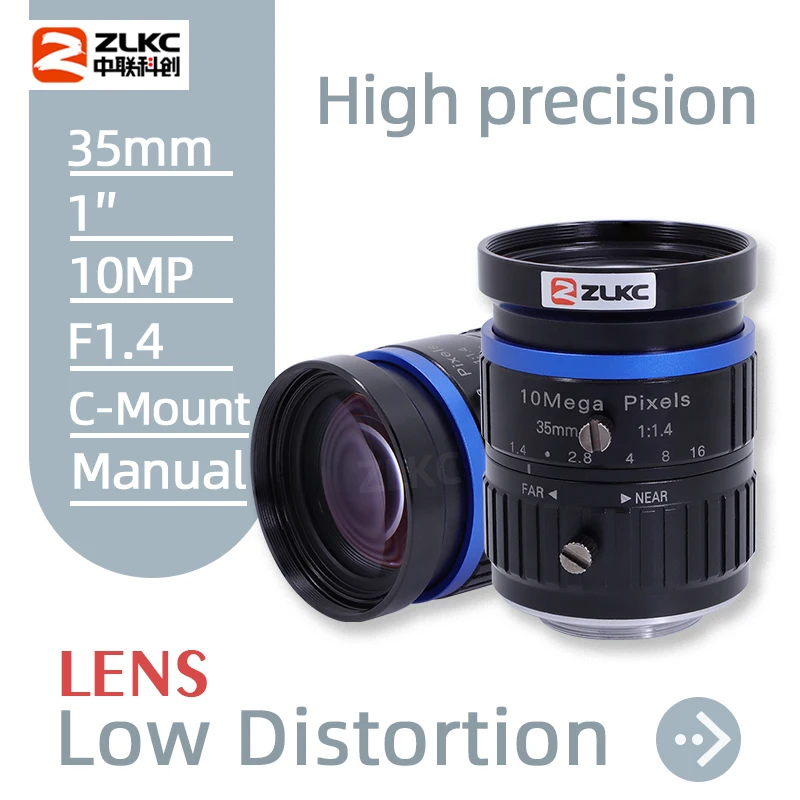 

ZLKC C Mount 35mm 10.0Megapixel FA 1 Inch Fixed Focal Lenth ITS Camera CCTV Lens Low Distortion Manual Iris Machine Vision 10MP