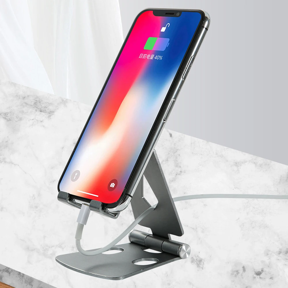 Aluminum Mobile Phone Tablet Portable Adjustable Stand Desktop Folding Lazy Stand 1PC