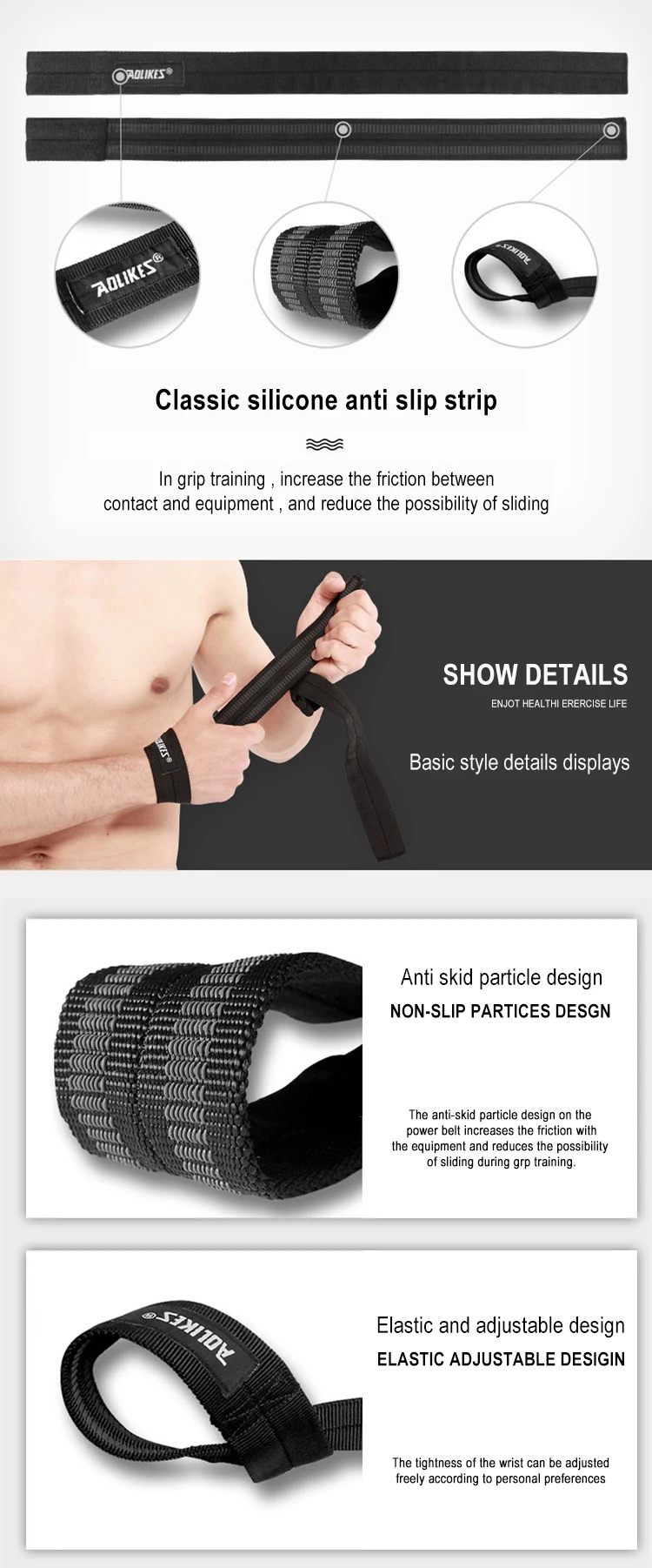 Description Picture 5 of itemWeight Lifting Wristband Power Belt Grip Belt Fitness Tension Belt Horizontal Bar Dumbbell Pressure Anti Slip Borrowing Belt