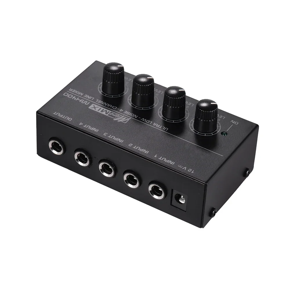 Ultra-compact Low Noise 4 Channels Sound Mixer with Power Adapter High Quality Line Mono Audio Mixer MX400