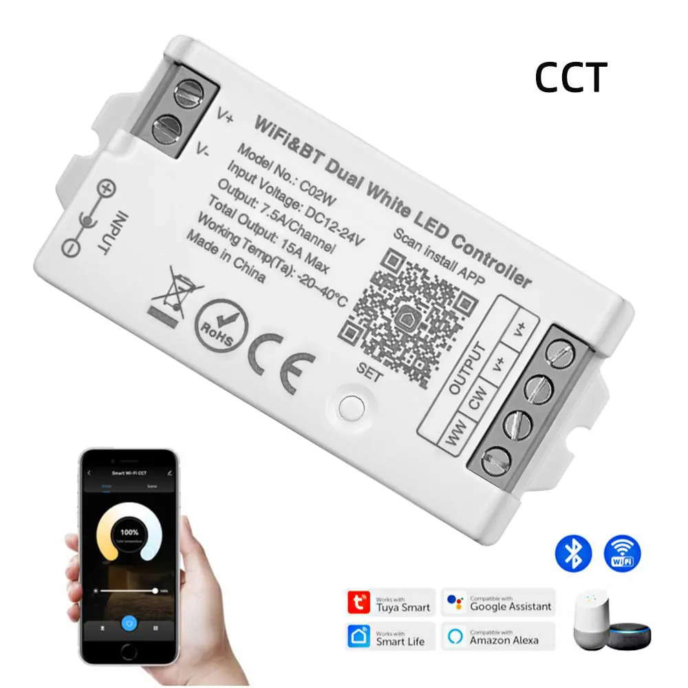 Smart Light Switch,Led Strip Controller,Led Dimmer Switch,Led Dimmer Controller,Smart Dimmer Switch,Lamp Dimmer,Led Strip Switch,Led String Dimmer,Power Cords Dimmer Switch C01W C02W RF Tuya Led Controller Wifi LED Light Dimmer Lighting Controller DC12V 24V