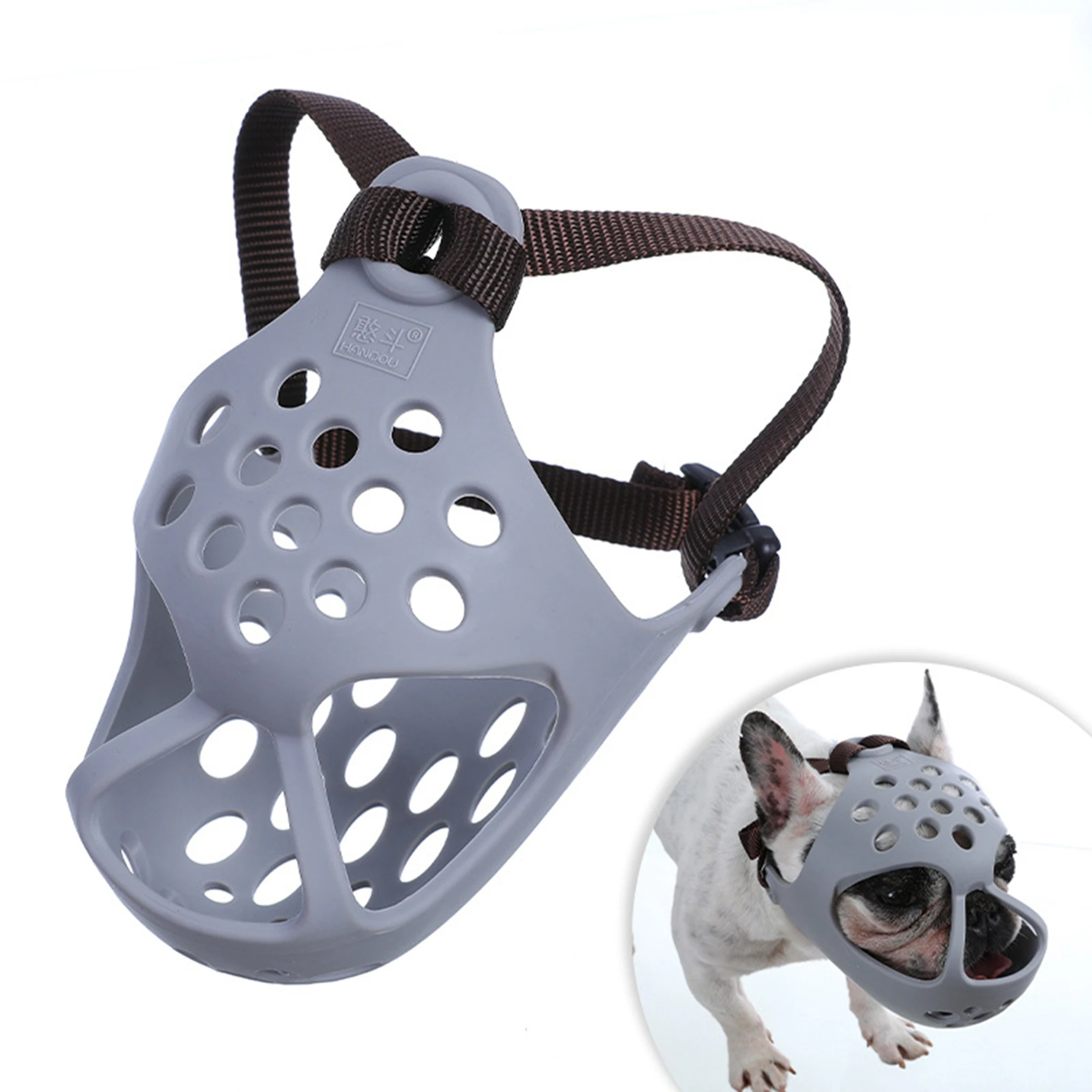 Dog Muzzle for Short Snout Dogs Breathable Holes Prevent Biting Chewing Mesh Muzzle Size S/ M/L/XL dog muzzle