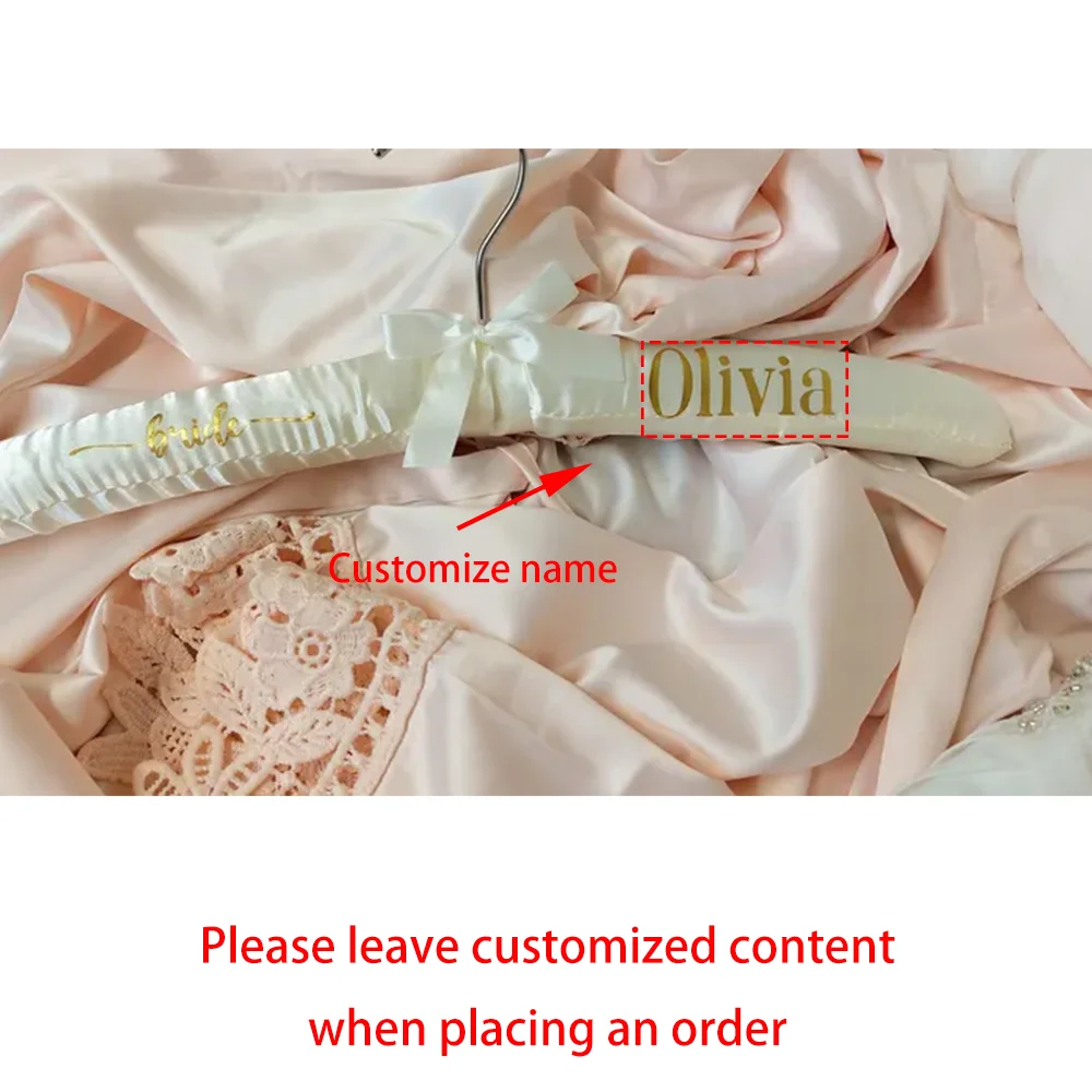 カスタムブライダルウェディングドレスハンガー、リボン付きサテンガウンハンガー、花嫁、ブライダルシャワー、婚約、独身最後のパーティー、ギフト