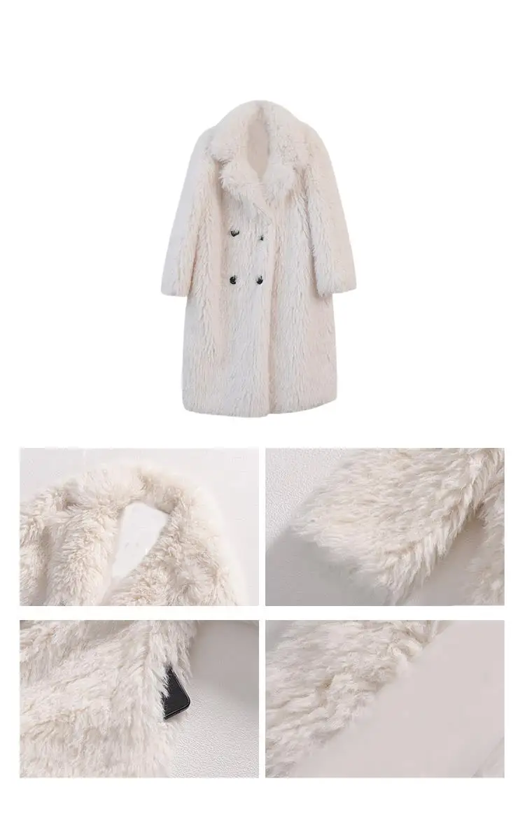 

2023 Women's Clothing Elegant Long Imitation Fur Lamb Wool Coat Winter New 0116