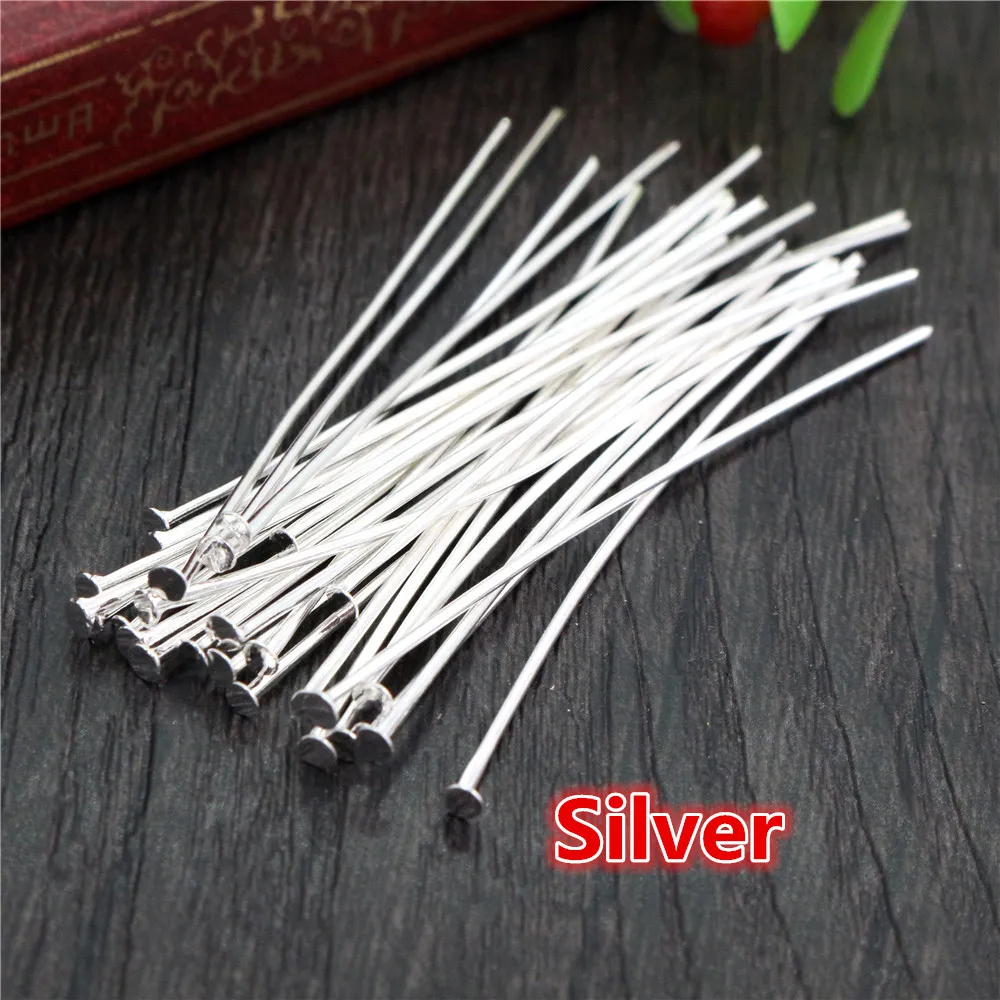 200pcs Flat Head Pins – 20-60mm in Bronze, Rhodium, Black, Gold, Silver for DIY Jewelry 6