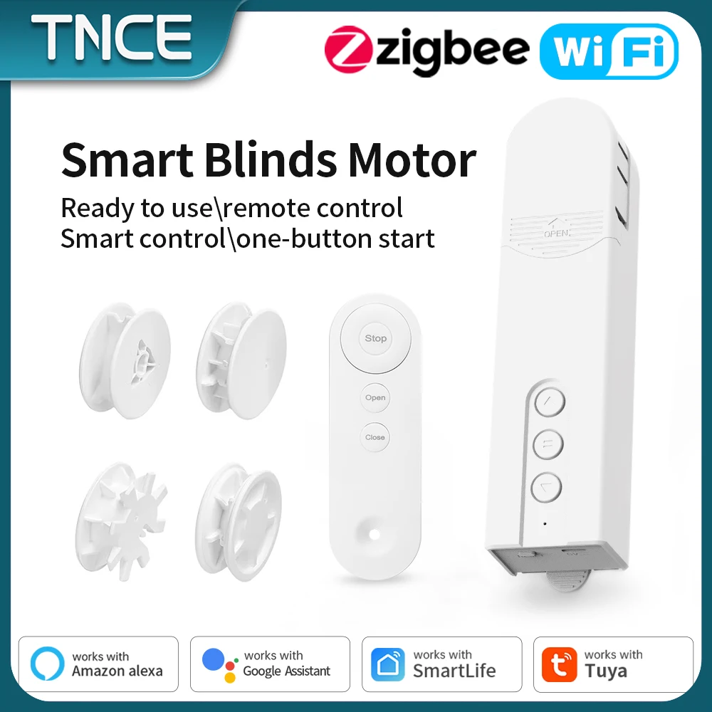 TNCE Tuya Chain ลูกกลิ้งมอเตอร์, WIFI Zigbee ชัตเตอร์ผ้าม่าน Shade Drive มอเตอร์, Smart life APP, เสียงโดย Alice Alexa Google home 1