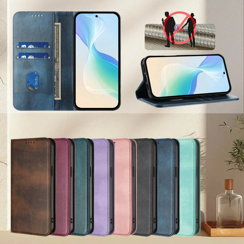 Premium RFID Leather Magnetic Flip Case Cover