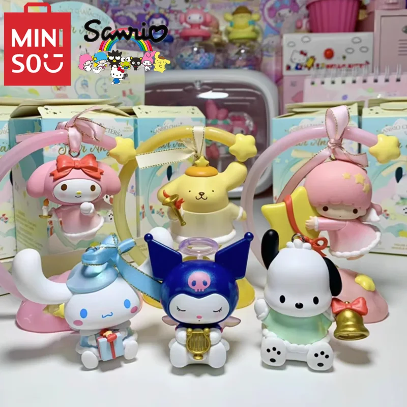 

Genuine MINISO Sanrio Model Star Wish Angel Night Light Blind Box Kuromi Cinnamoroll Children's Toy Anime Birthday Gift